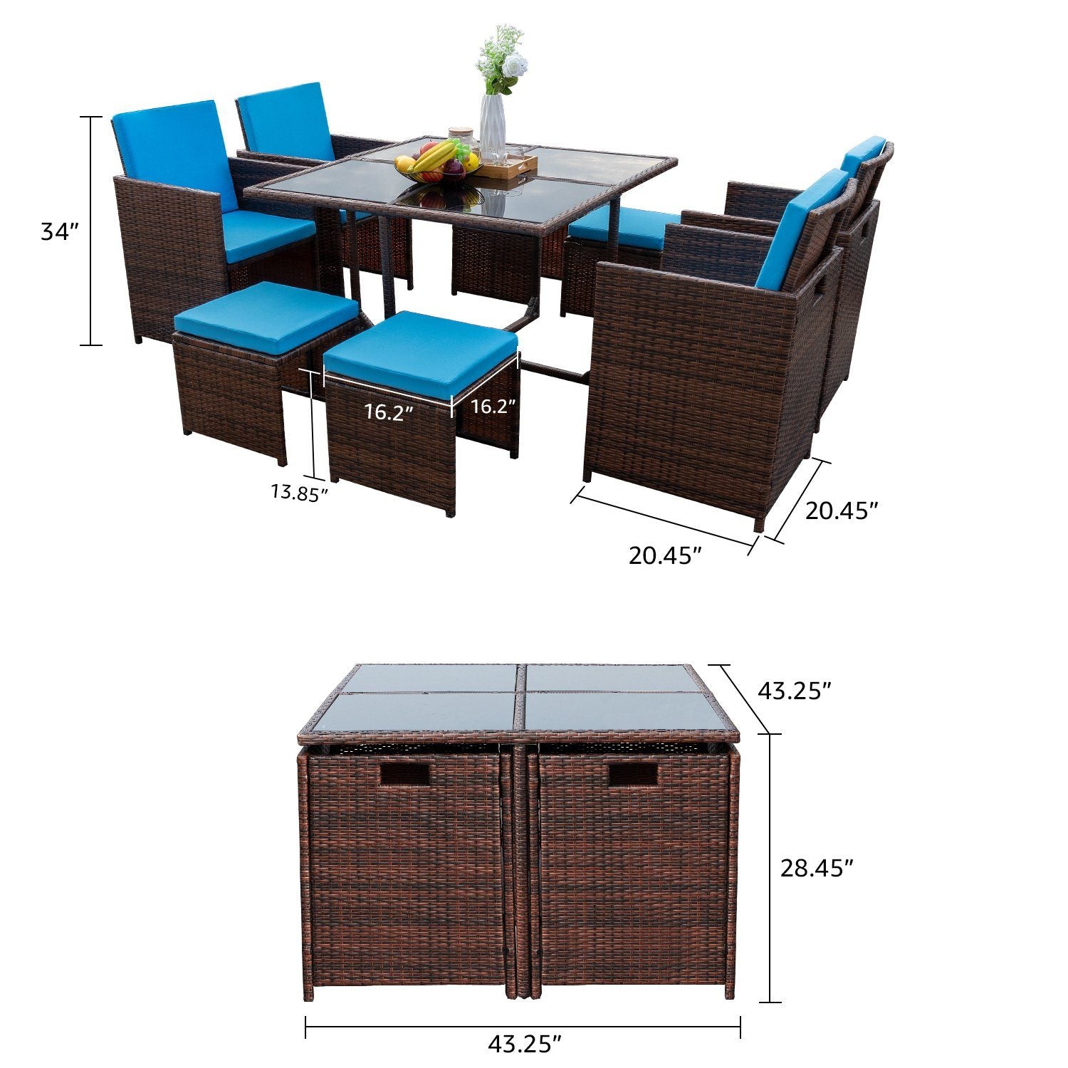 homall-patio-furniture-9-teilige-rattan-sitzgruppe-blau image 7