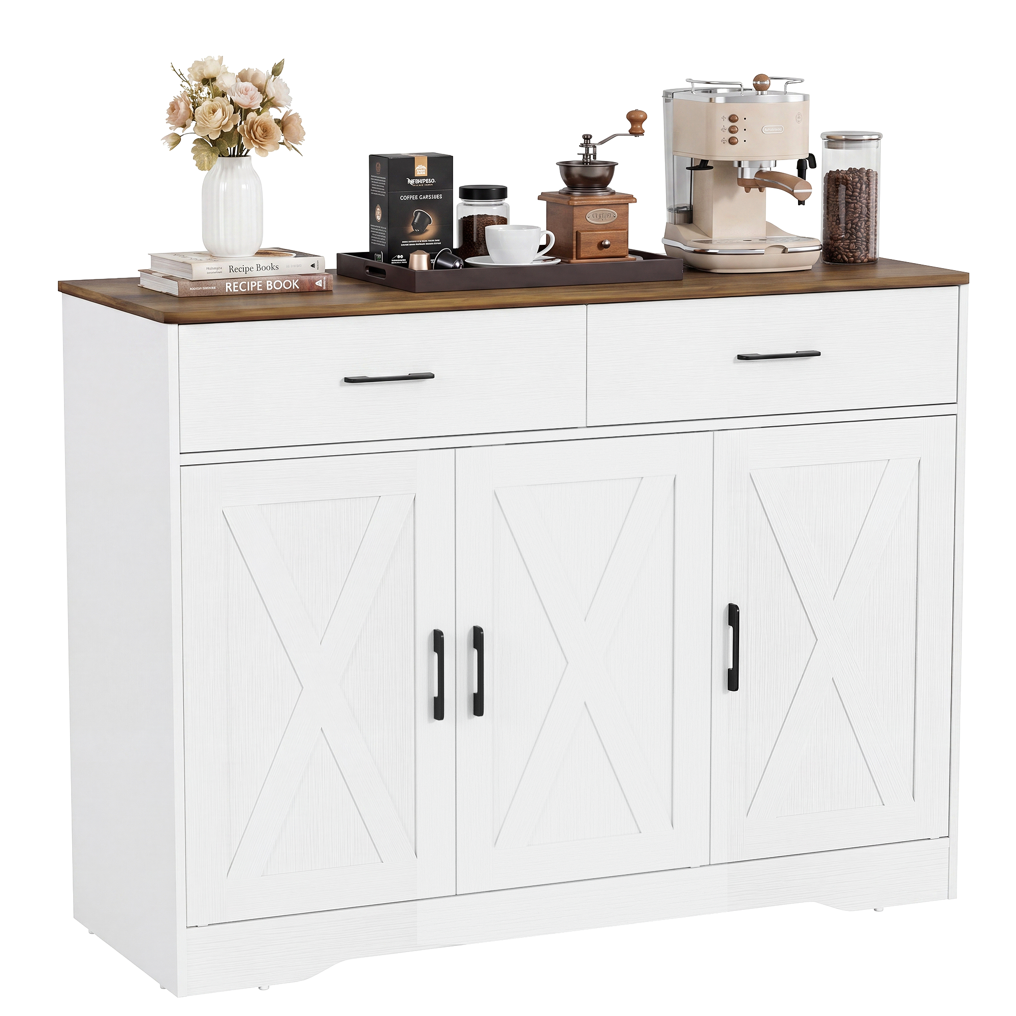 homall-shelf-kaffeebar-sideboard-wei-2-schubladen-3-t-ren image 3