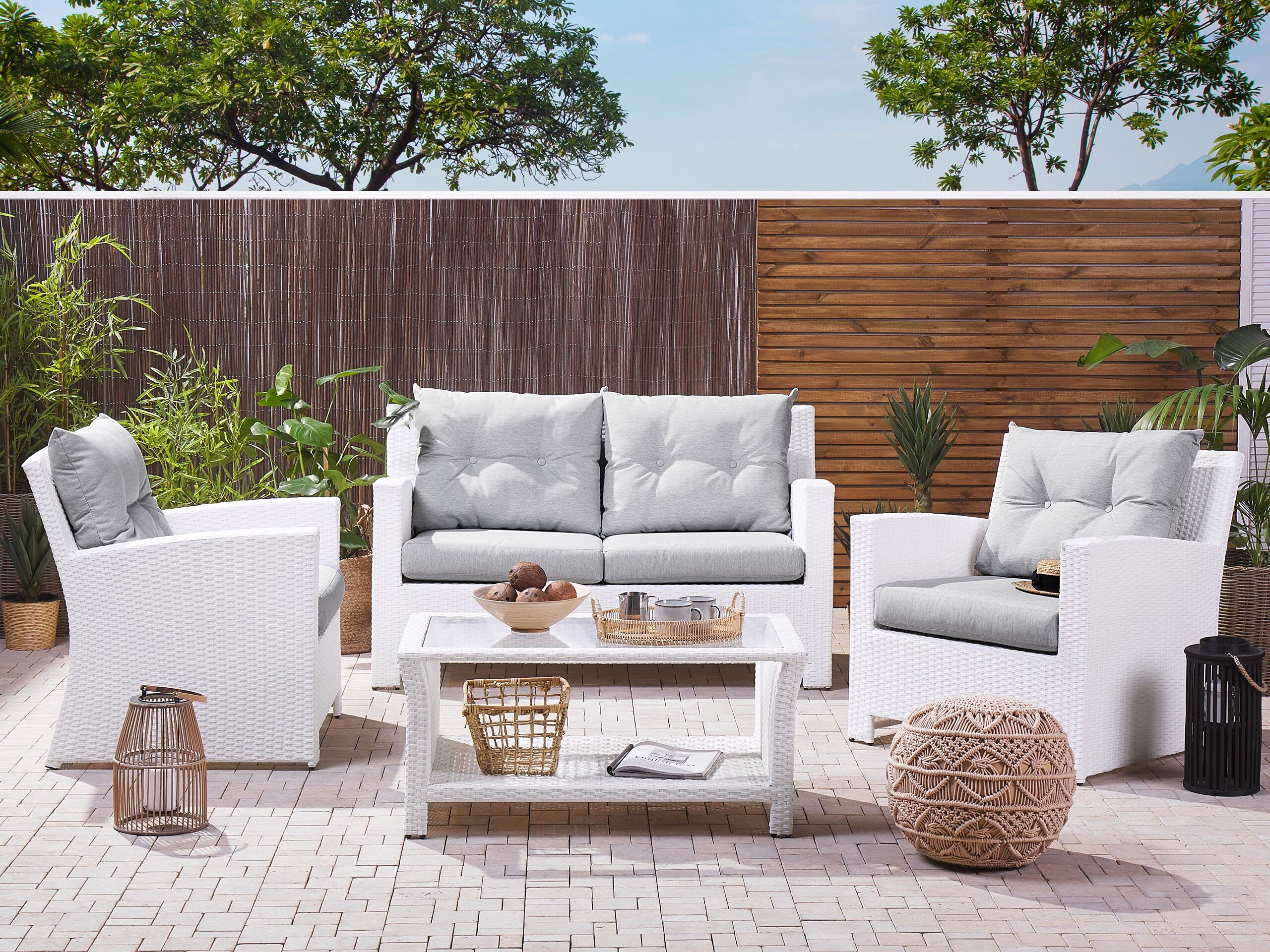 beliani-san-marino-loungeset-rattan-wei-4-personen image 2