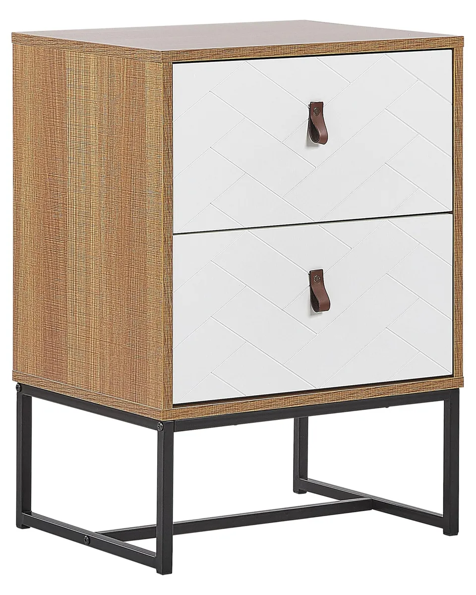 beliani-nueva-nachttisch-nachtschrank-hell-holz-wei-2-schubladen image 1