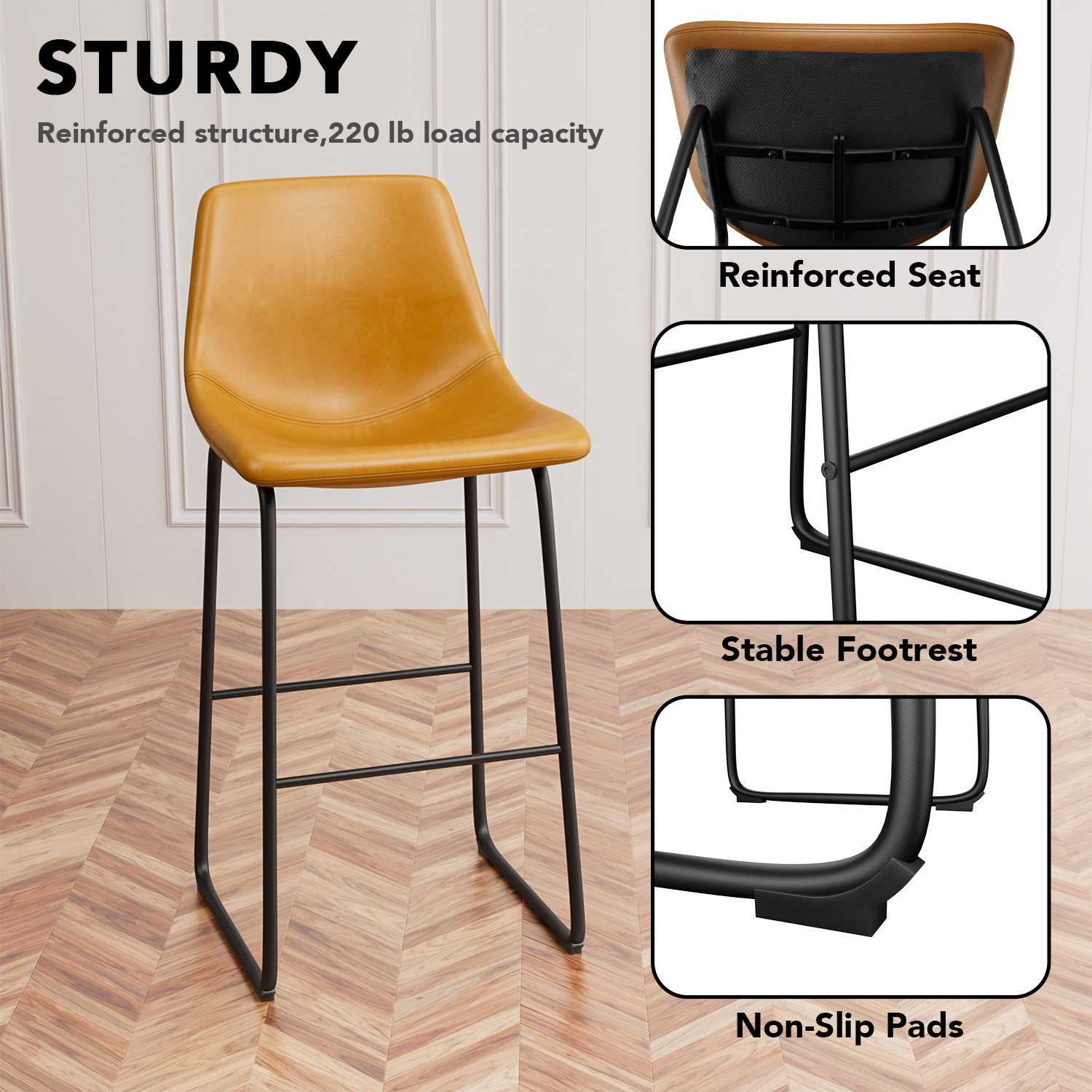 homall-bar-stool-barhocker-2er-set-hellbraun-kunstleder image 6
