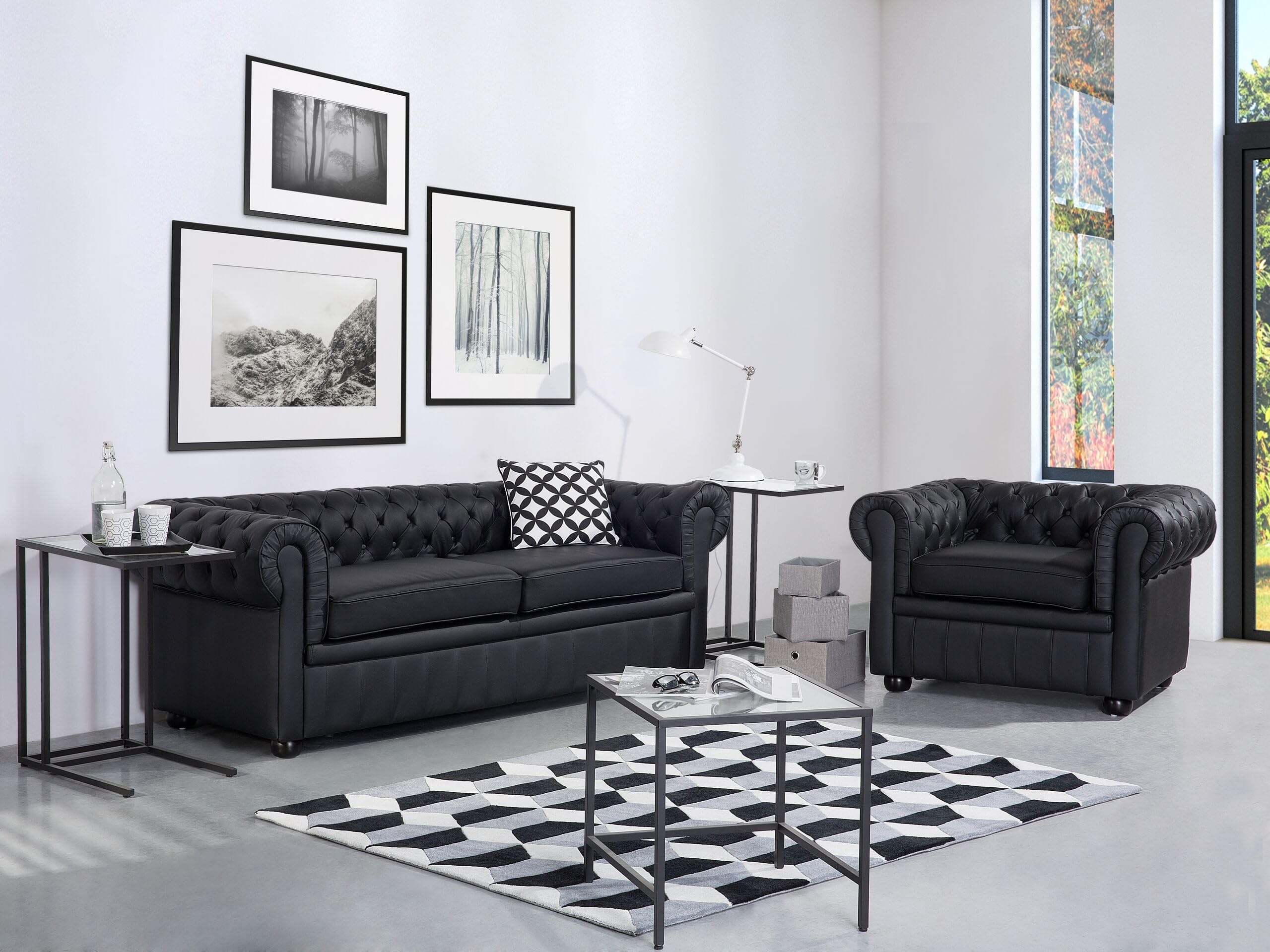 beliani-chesterfield-sofa-schwarz-echtleder-3-sitzer-englisch image 2