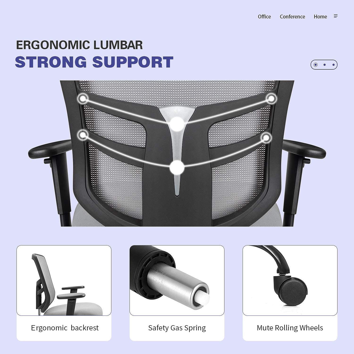 homall-office-mesh-chair-b-rostuhl-grau-netz image 4