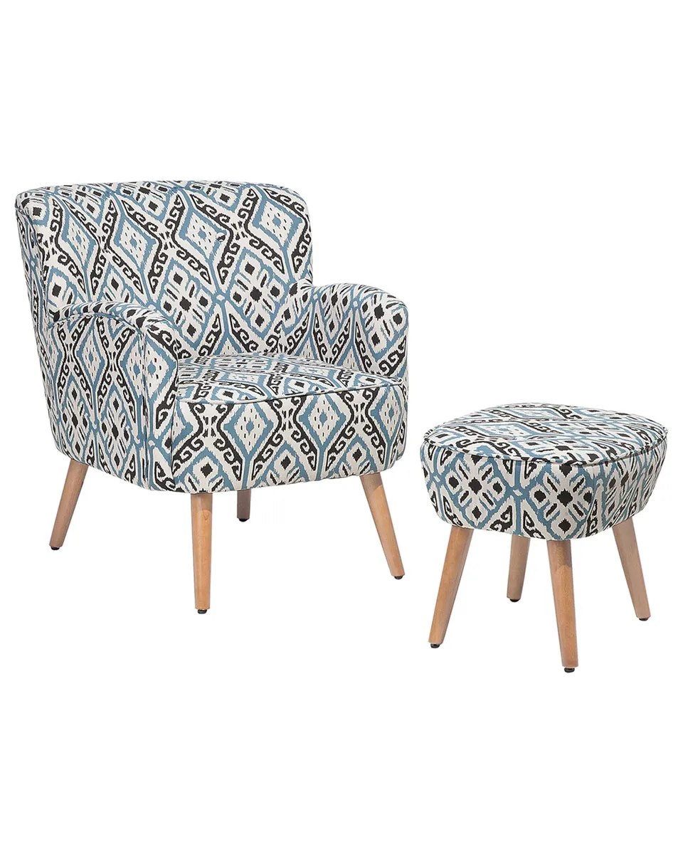 beliani-tumba-sessel-mit-hocker-blau-orientalisch image 1