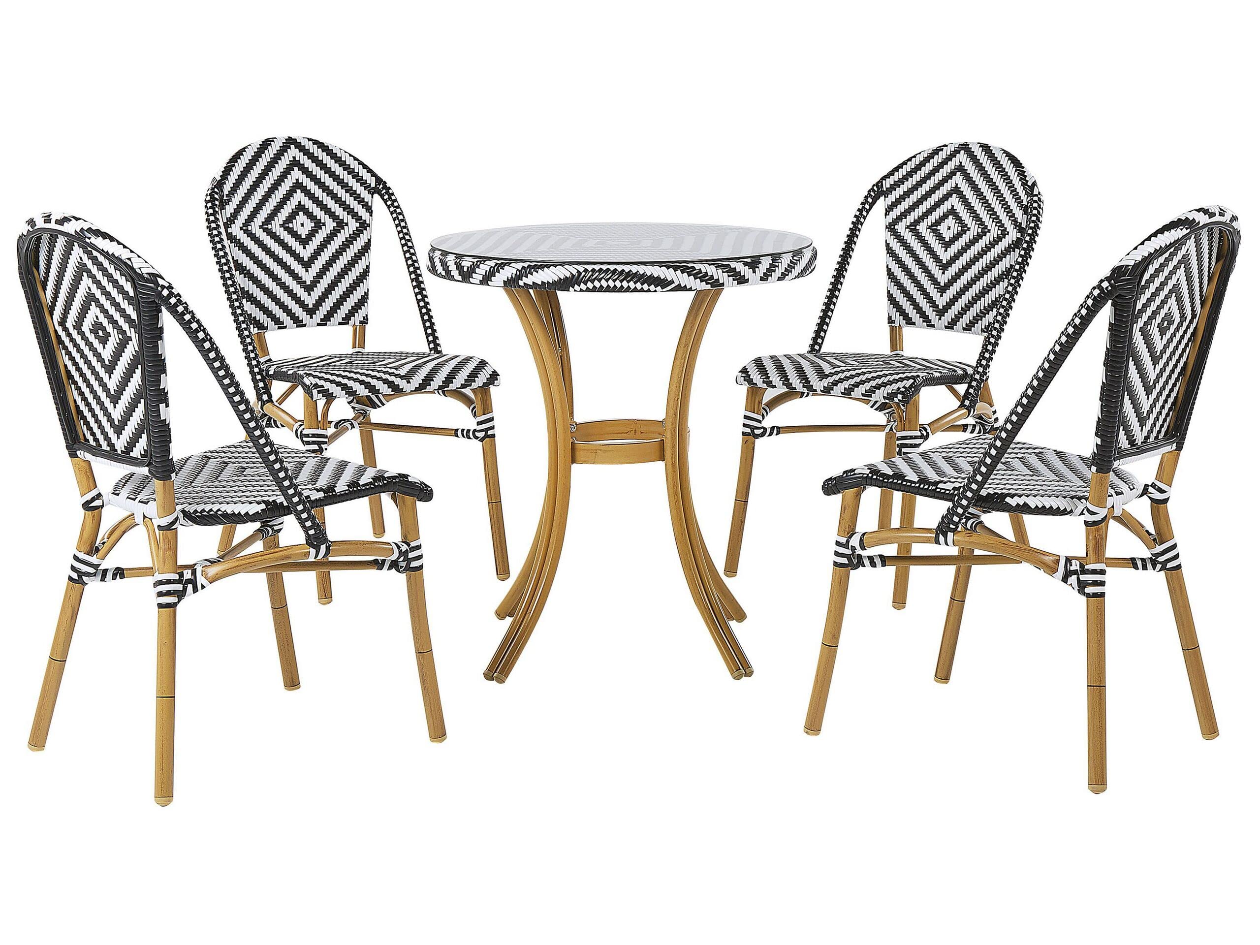 beliani-rifreddo-gartenset-rattan-schwarz-weiss-4-sitzer image 1