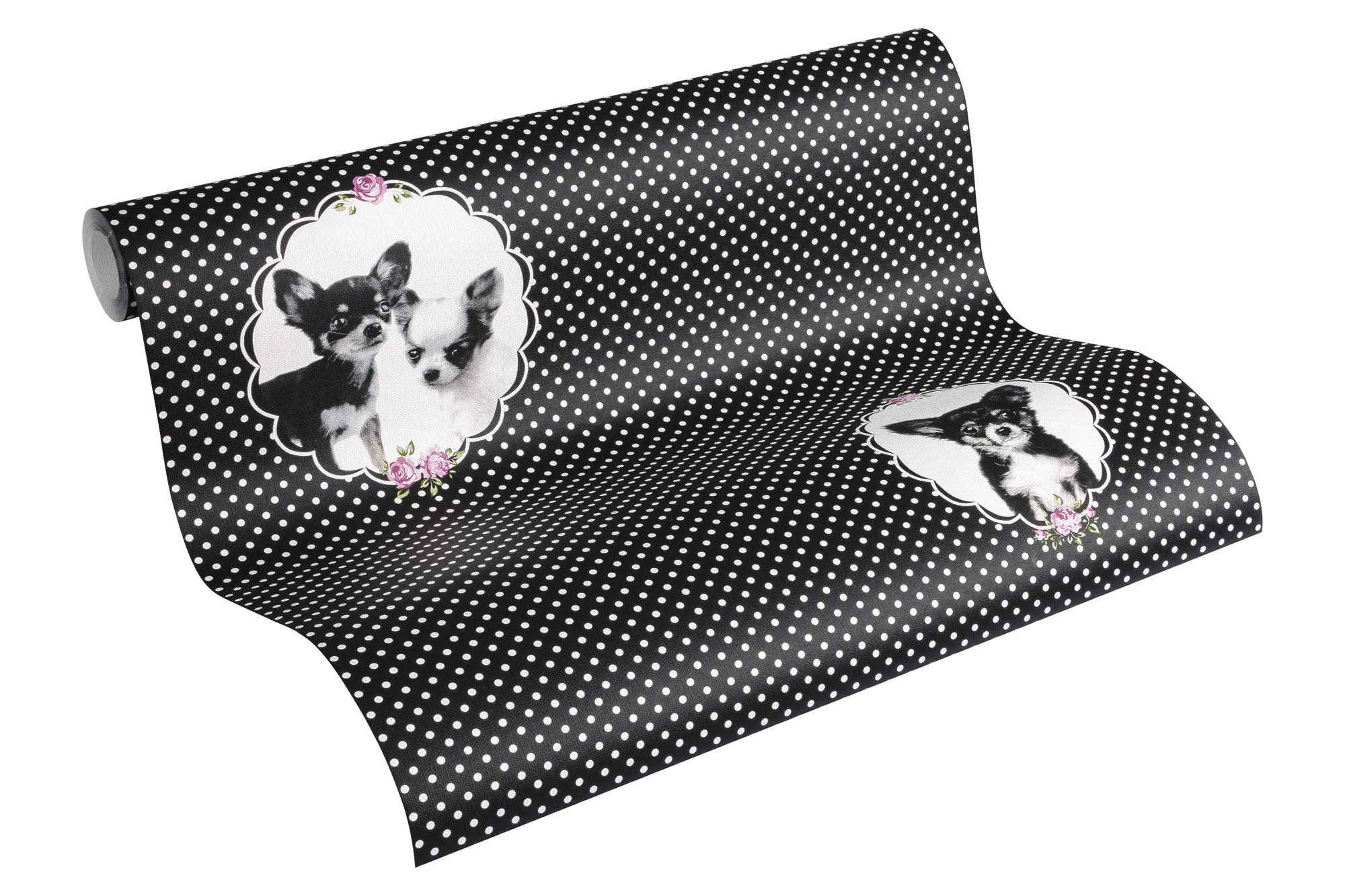 a-s-cr-ation-little-stars-35851-2-vliestapete-hunde-schwarz-lila image 1