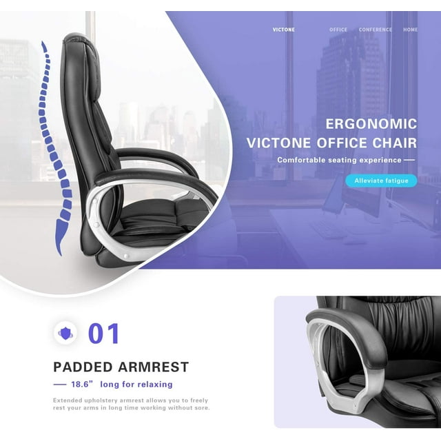 homall-office-leather-chair-chefsessel-schwarz-lordosenst-tze image 4