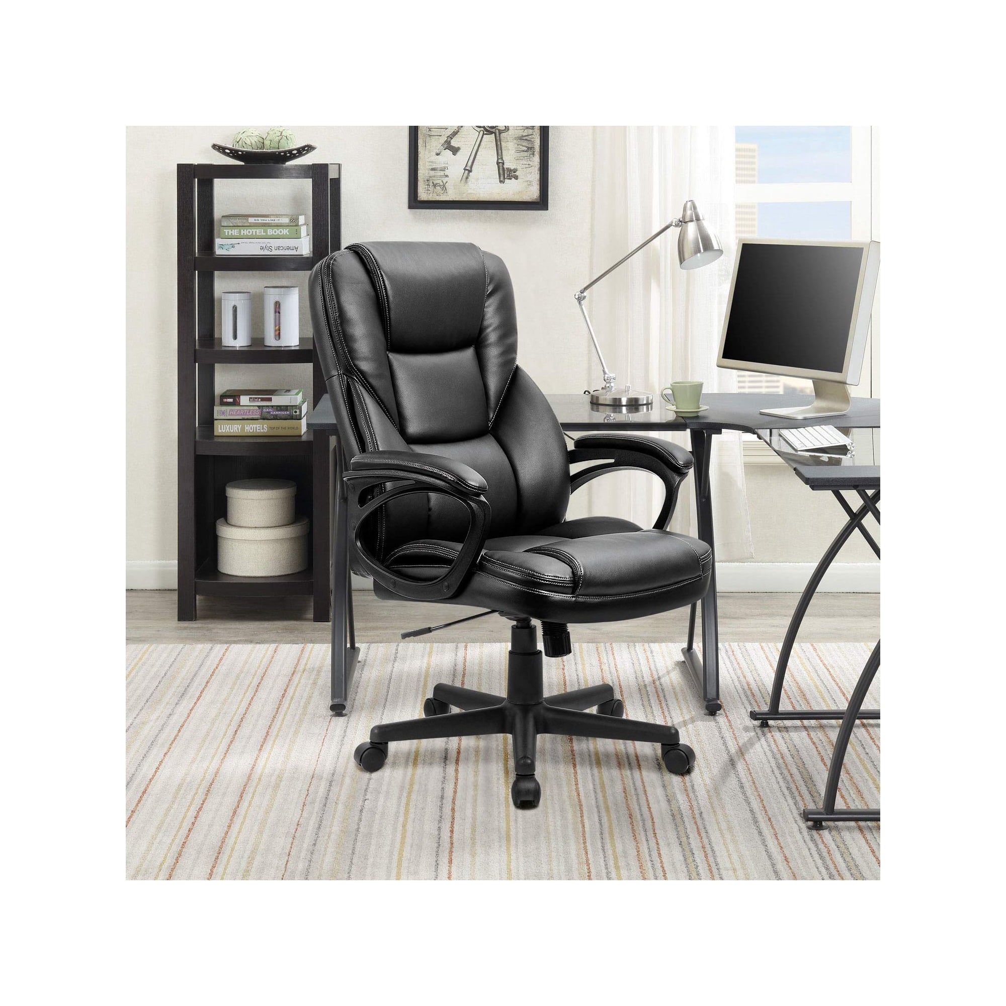homall-office-leather-chair-b-rostuhl-schwarz-kunstleder-hochlehner image 2