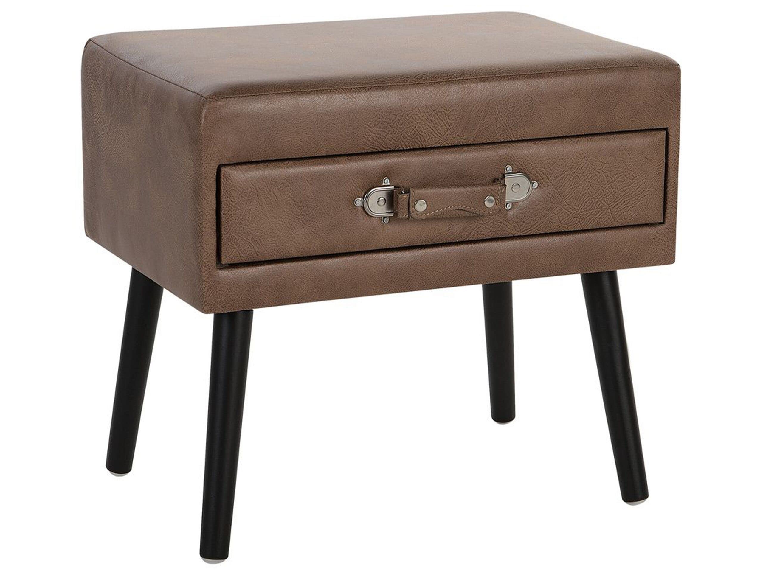 beliani-eurostar-nachttisch-koffer-optik-braun-kunstleder-1-schublade image 1