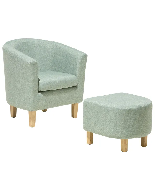 beliani-holden-cocktailsessel-hellgr-n-mit-hocker-polyester image 1