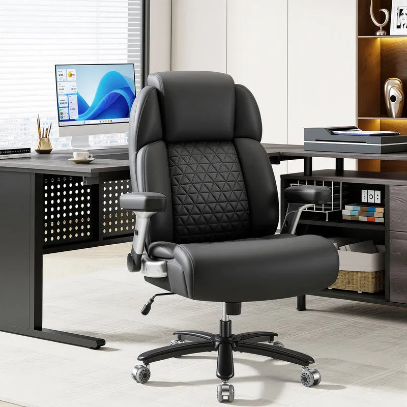homall-office-leather-chair-b-rostuhl-schwarz-big-and-tall image 1