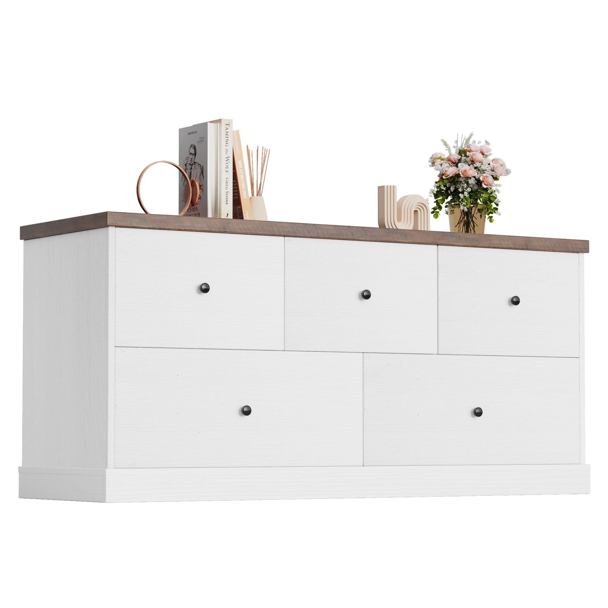 homall-bedroom-kommode-5-schubladen-schwarz-holz-mdf image 8