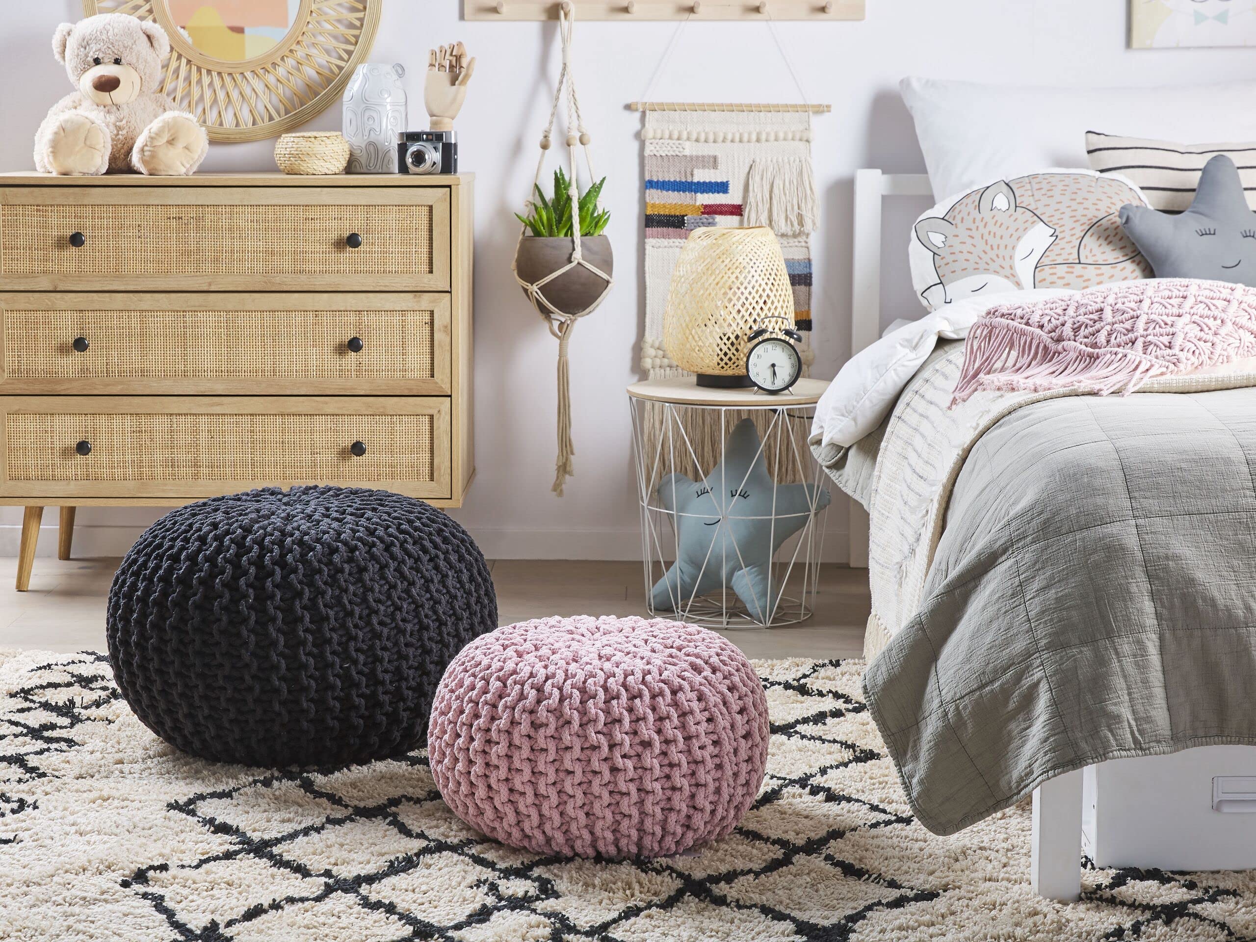 beliani-conrad-sitzpouf-rosa-baumwolle-42x27-cm-rund image 2