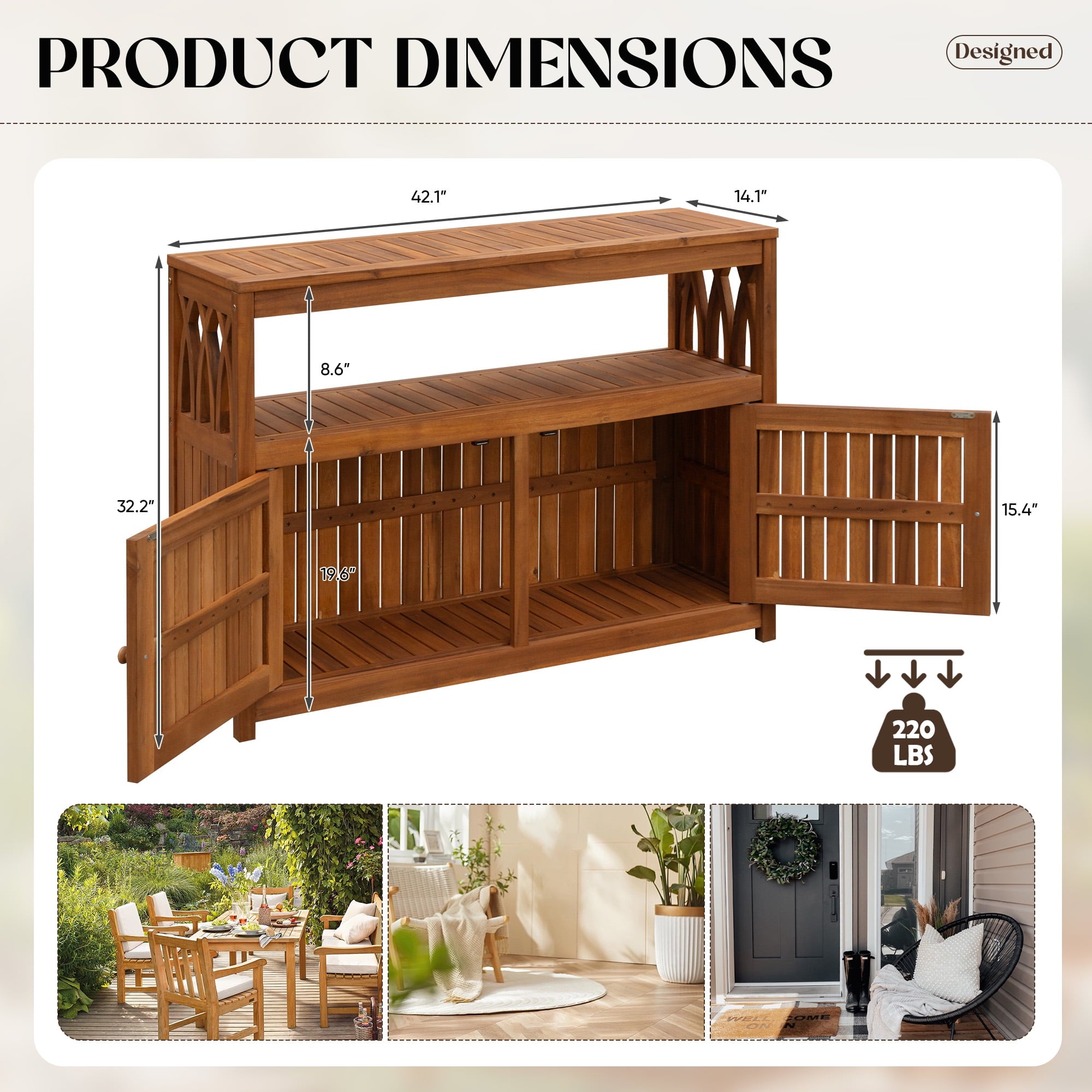 homall-patio-furniture-sideboard-braun-akazie-holz image 5