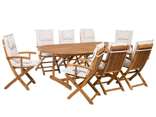beliani-maui-gartenset-akazie-8-sitzer-ausziehtisch-cremewei image 1