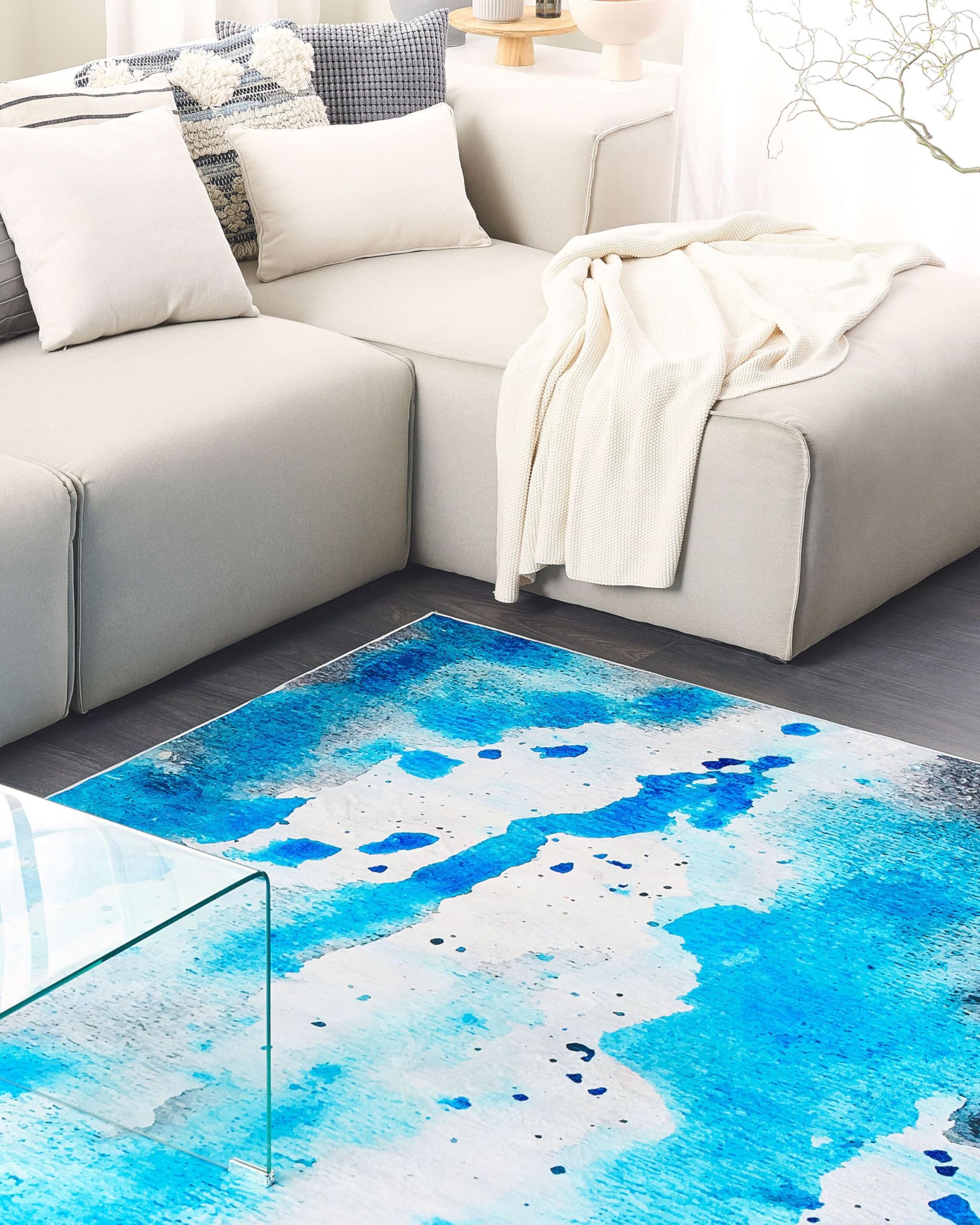 beliani-bozat-teppich-flecken-blau-grau-140-x-200-cm-abstrakt image 2