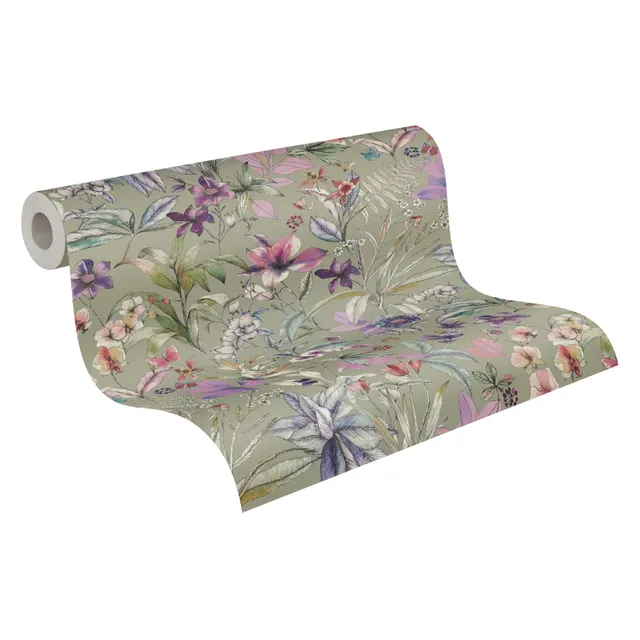 a-s-cr-ation-blumen-vliestapete-gr-n-lila-10-05x0-53m-natur-look image 1