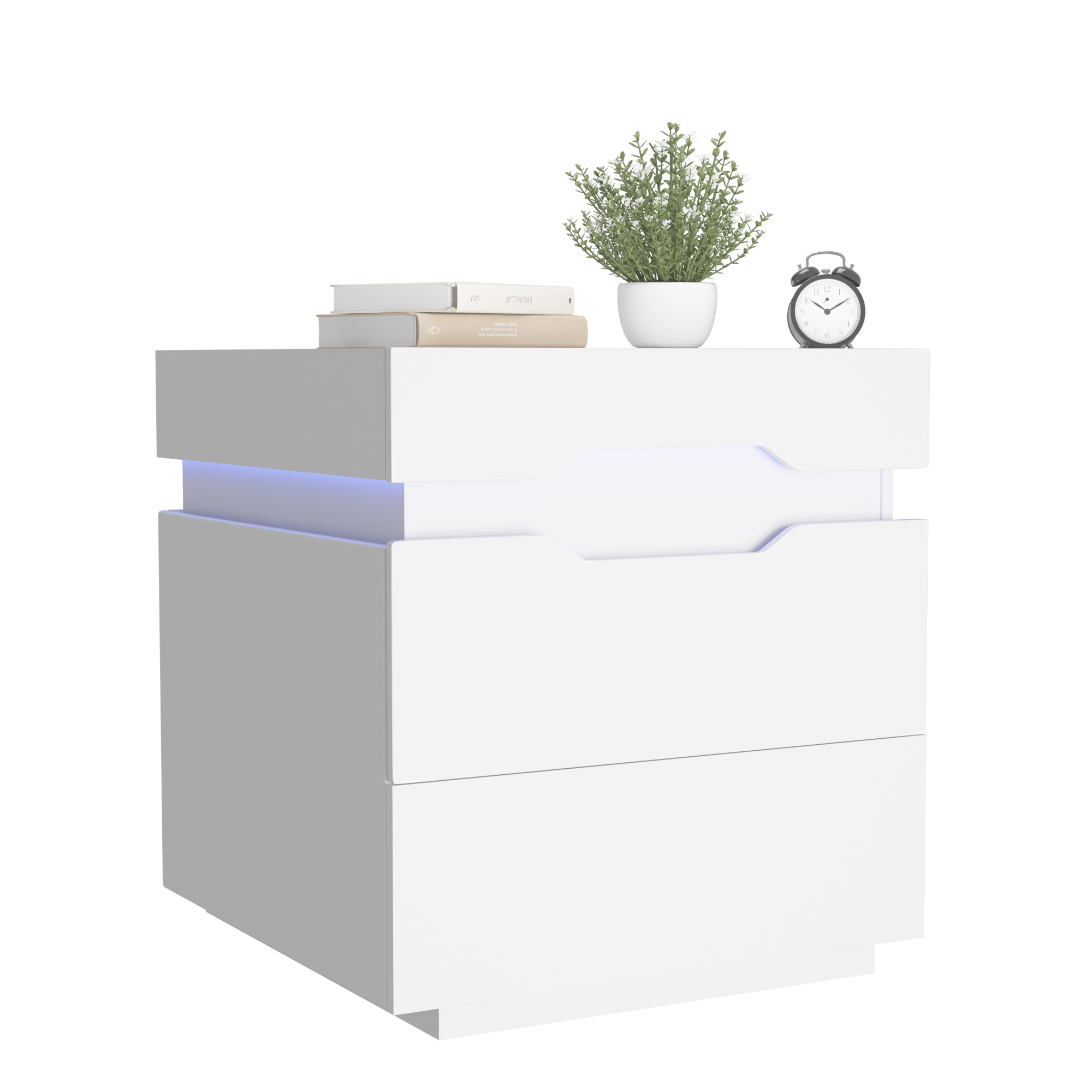 homall-bedroom-nachttisch-2-schubladen-led-schwarz-mit-usb image 7