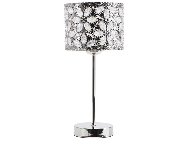 beliani-tischleuchte-metall-silber-kristall-blumen-e27-40-cm image 1