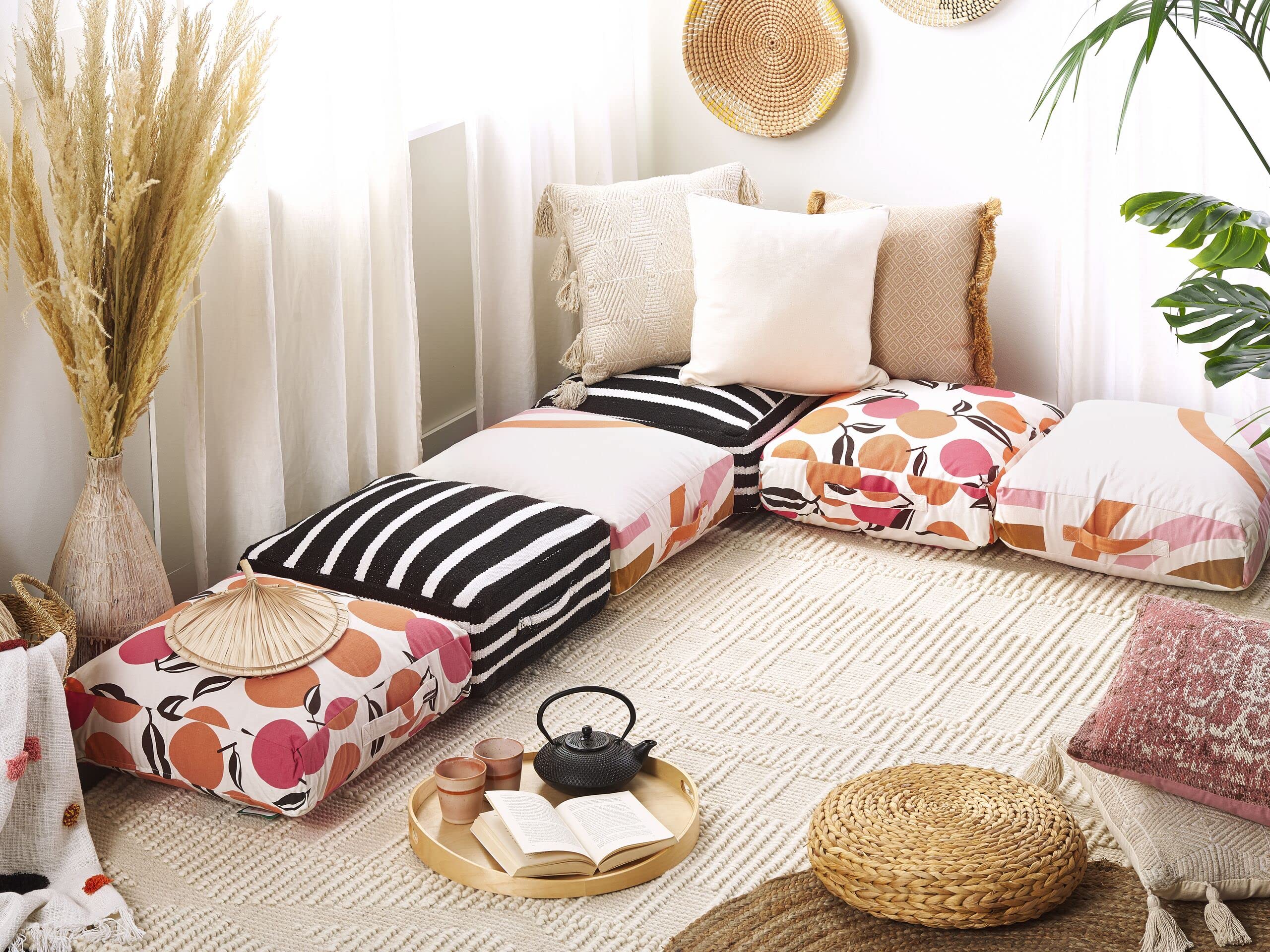 beliani-mellal-pouf-50x50cm-bunt-obst-motiv-baumwolle image 2