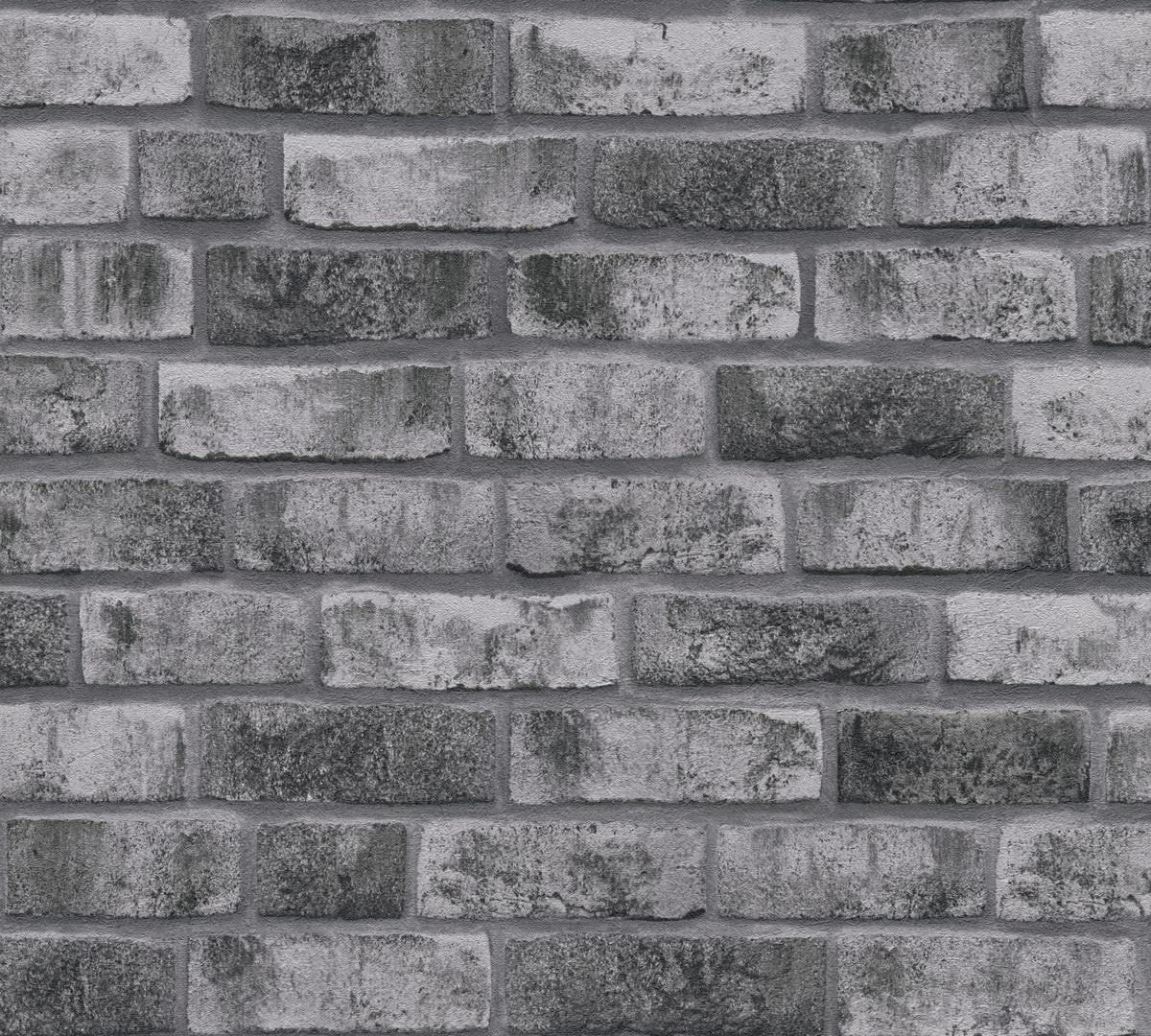 a-s-cr-ation-bricks-stones-vliestapete-dunkelgrau-stein image 1
