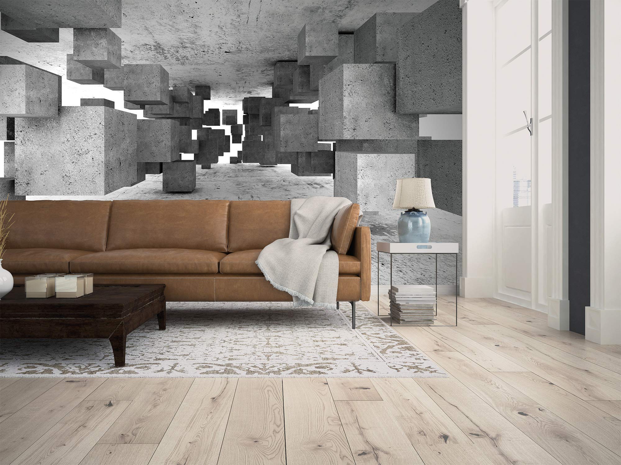 livingwalls-fototapete-betonsteine-350x255-3d-vliestapete-grau image 3