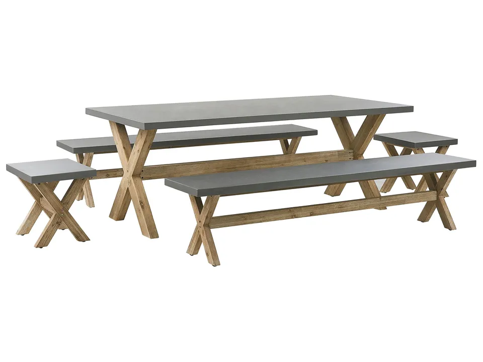 beliani-olbia-gartenset-faserzement-betongrau-8-personen image 1
