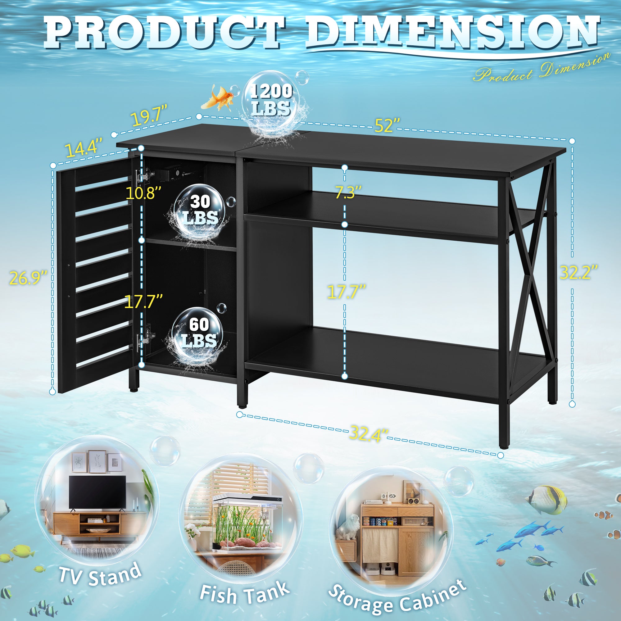 homall-shelf-aquarium-unterschrank-schwarz-55-75-gallonen image 2