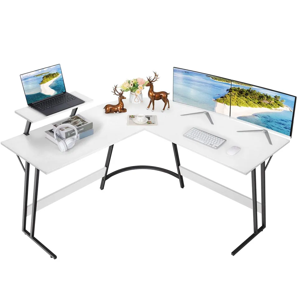 homall-office-desk-eckschreibtisch-wei-l-form-130-cm image 1