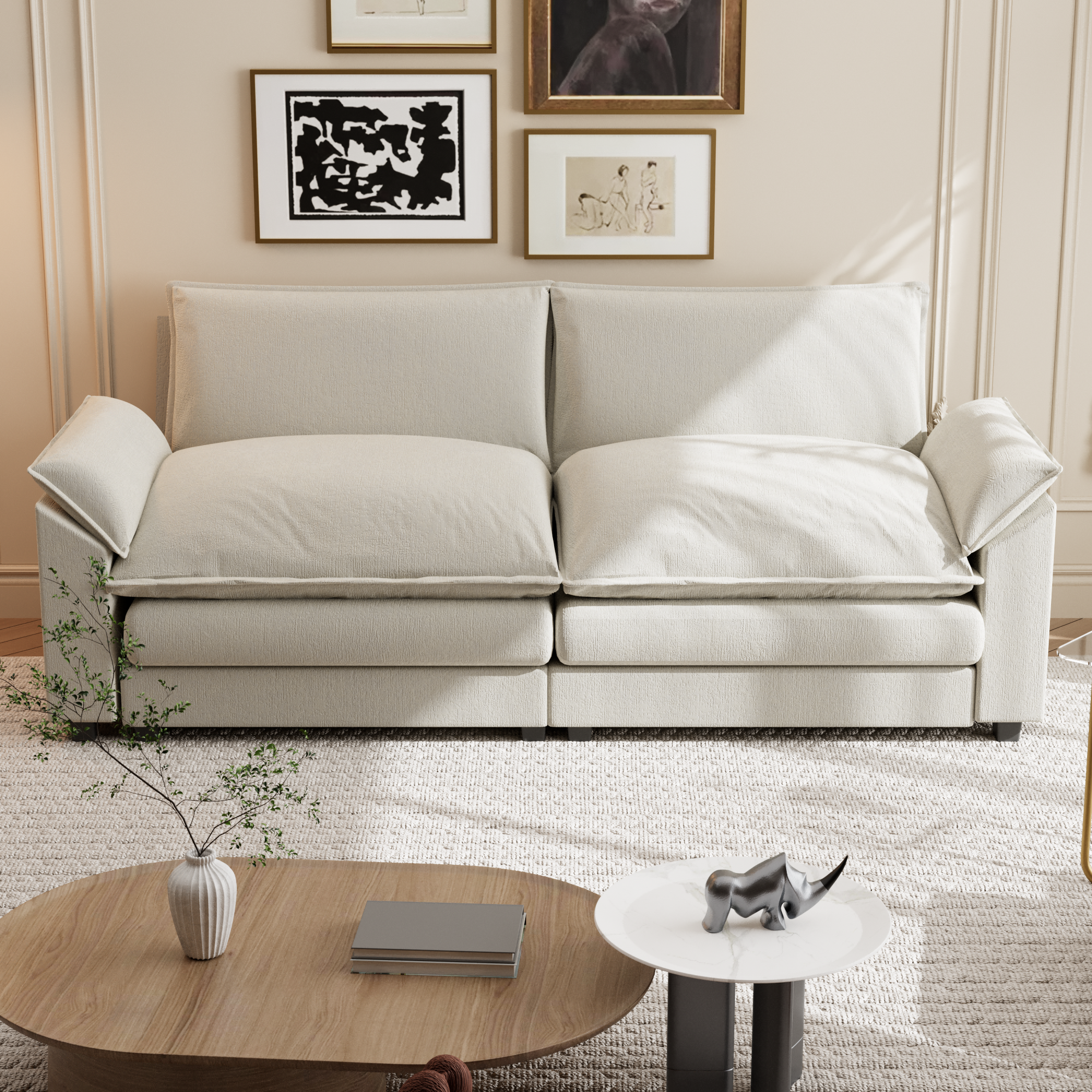 homall-sofa-loveseat-2-sitzer-couch-80-grau image 2
