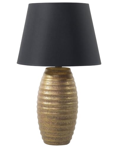beliani-erbo-tischlampe-gold-schwarz-porzellan-stoff image 8