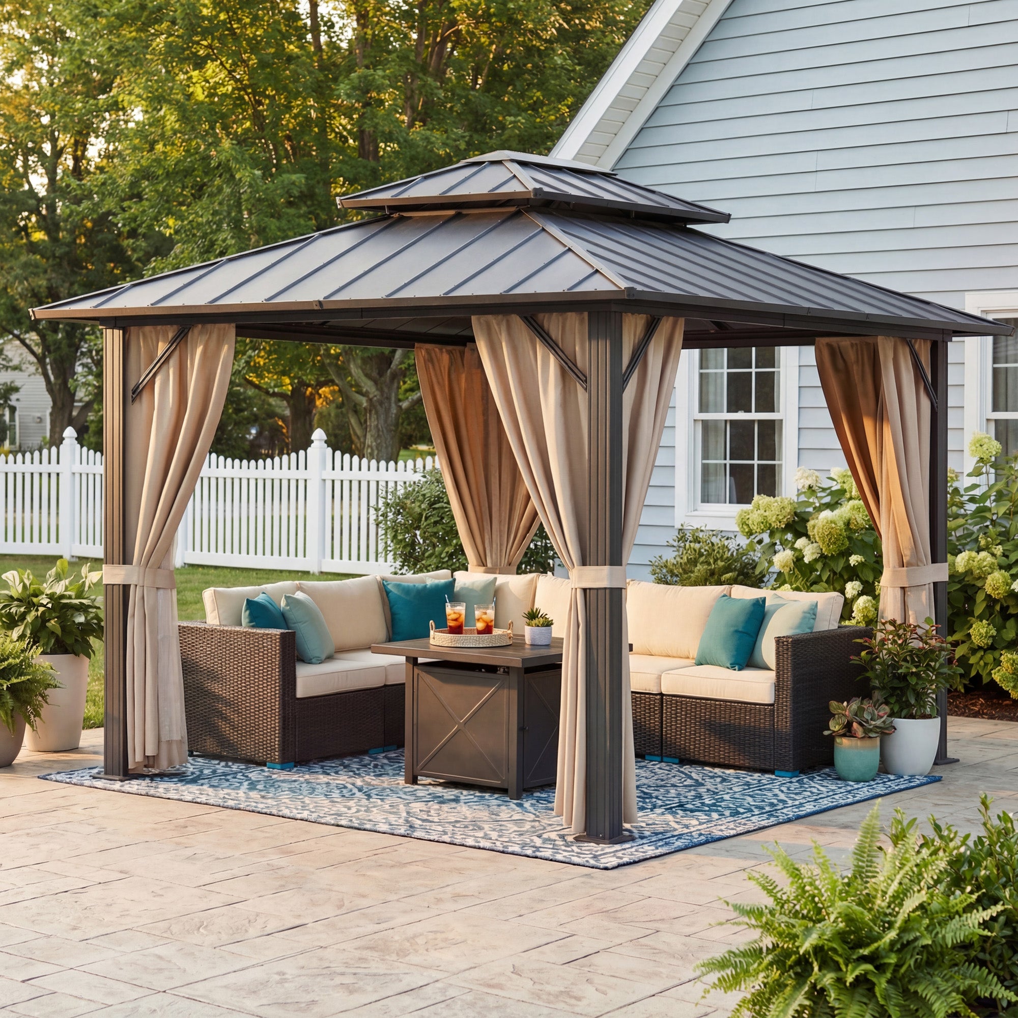 homall-patio-furniture-gartenpavillon-alu-3x3-6m-doppeldach image 2