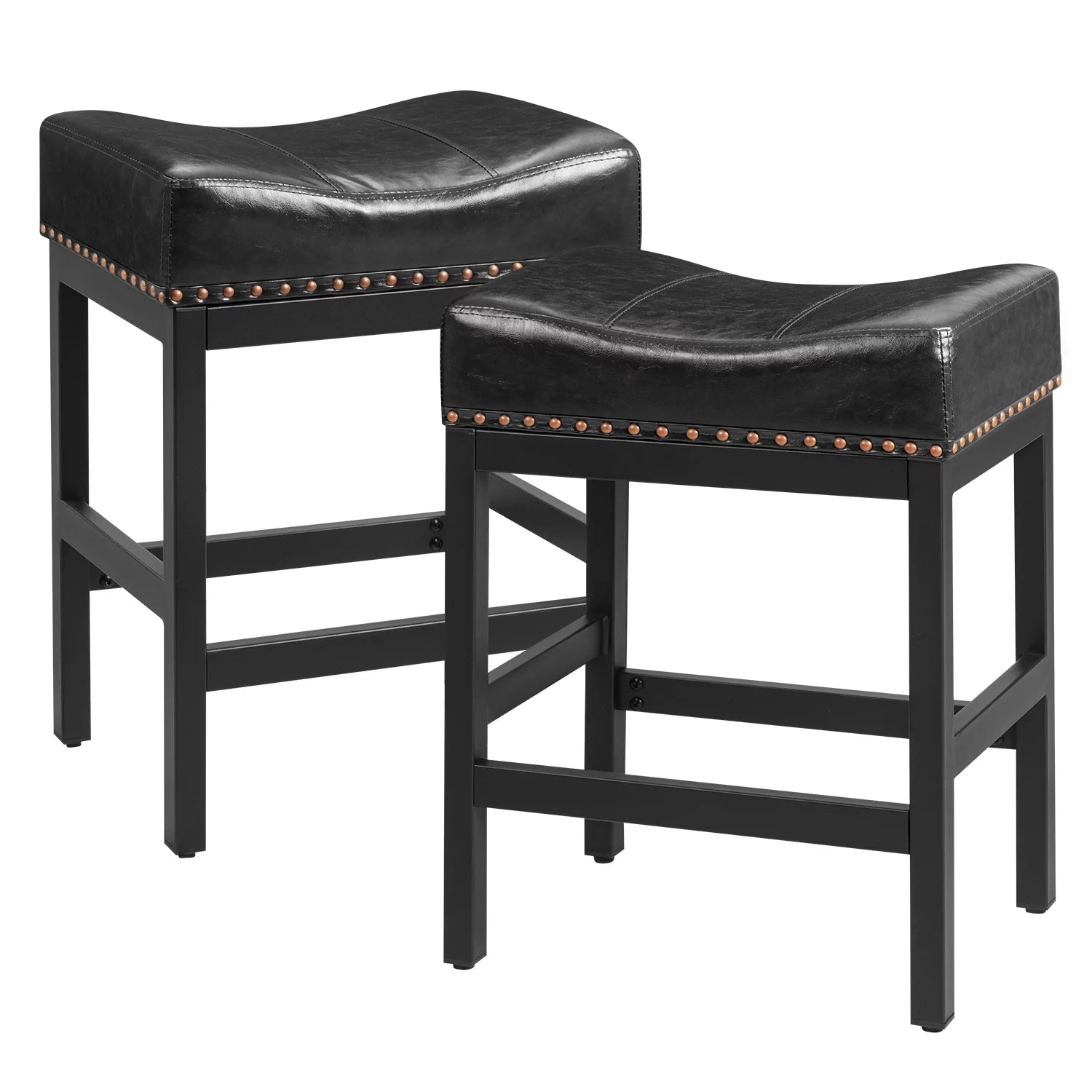 homall-barhocker-sattel-metall-leder-schwarz-67-cm image 2