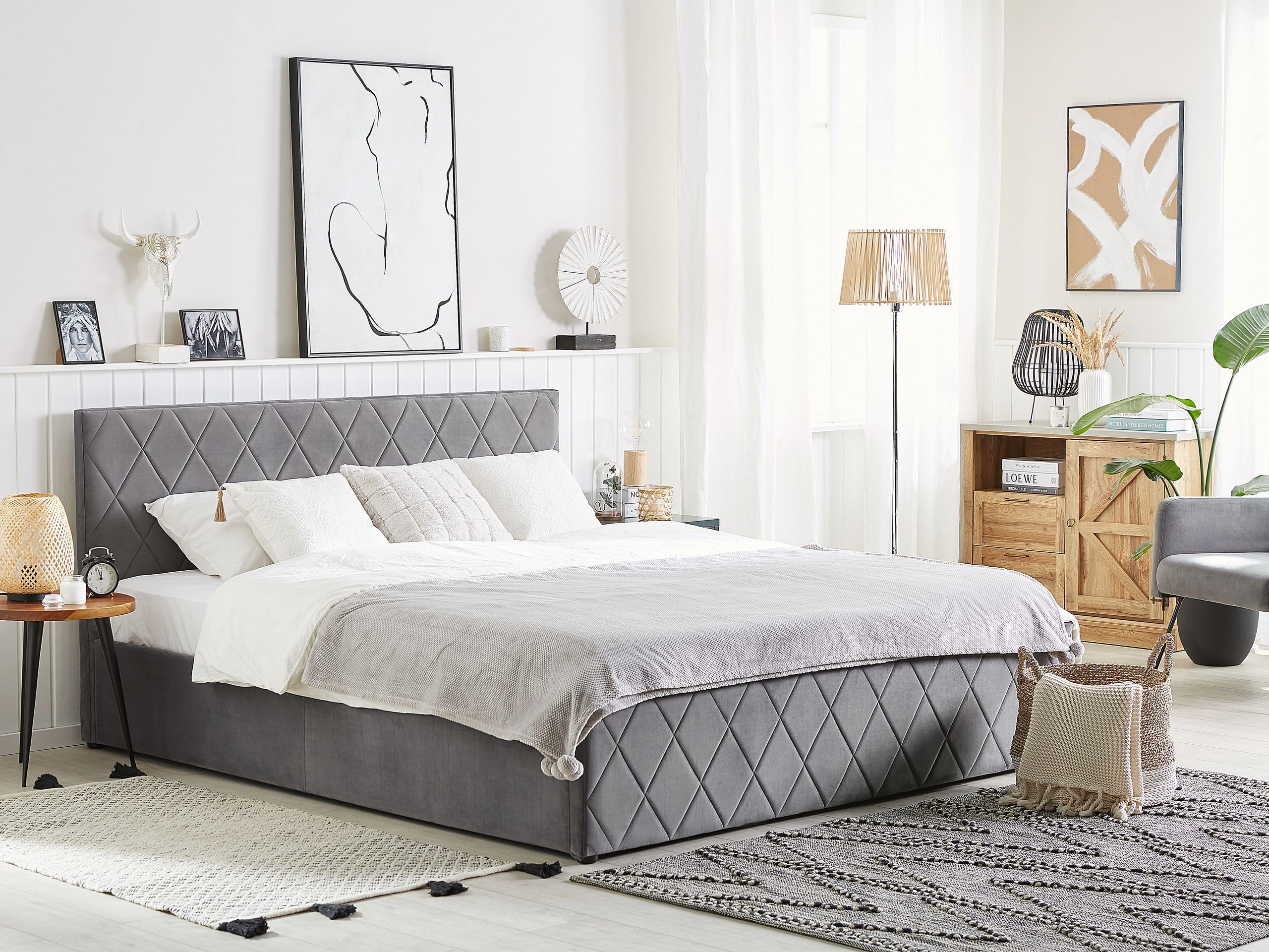 beliani-rochefort-doppelbett-160x200-grau-samt-mit-bettkasten image 2