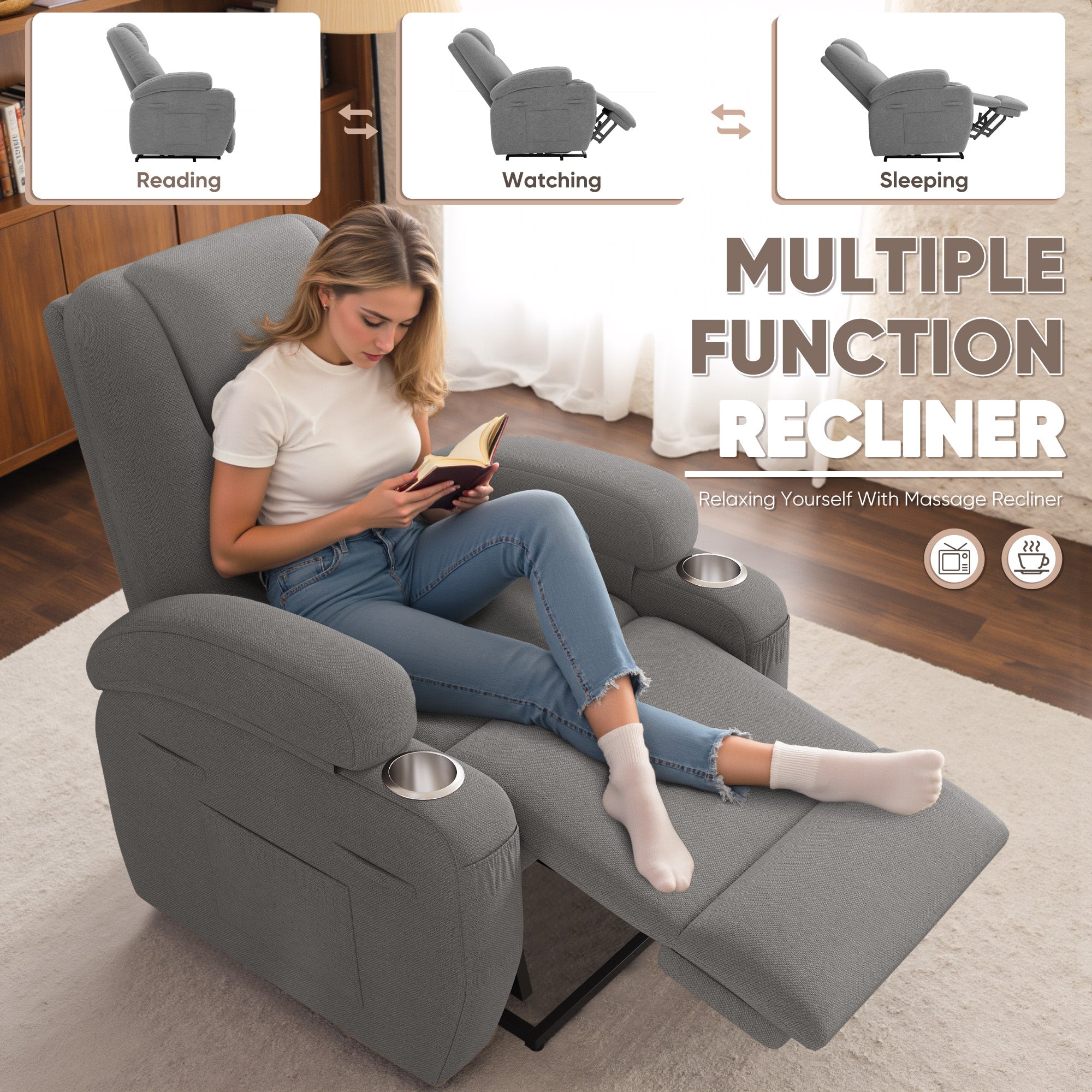 homall-recliner-chair-aufstehsessel-massage-beige-stoff image 5