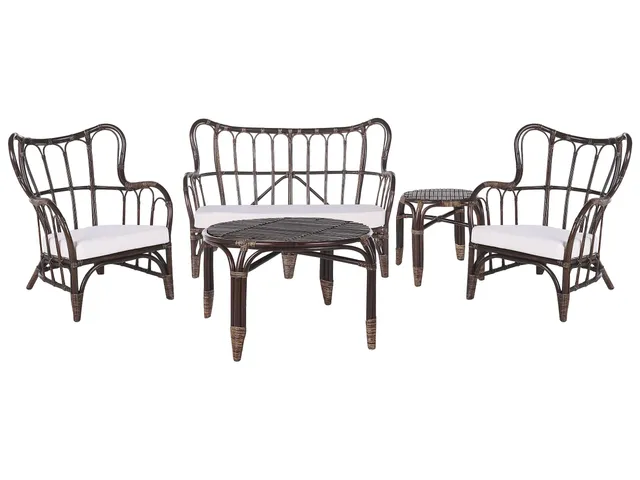 beliani-brindisi-lounge-set-rattan-4-sitzer-dunkelbraun-beige image 1