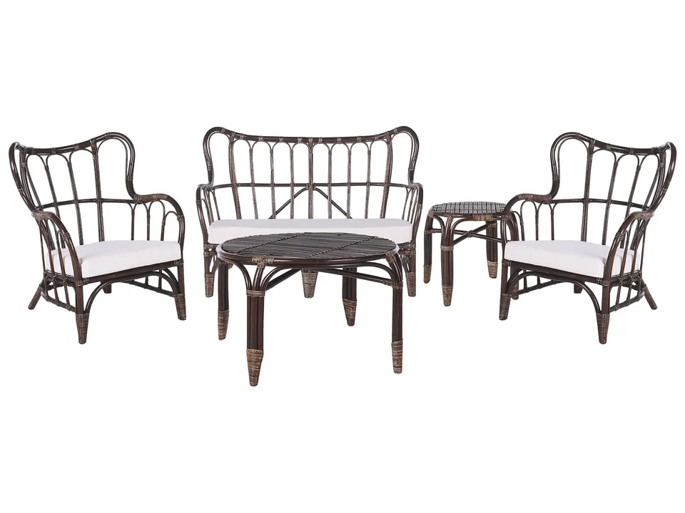 beliani-brindisi-lounge-set-rattan-4-sitzer-dunkelbraun-beige image 1
