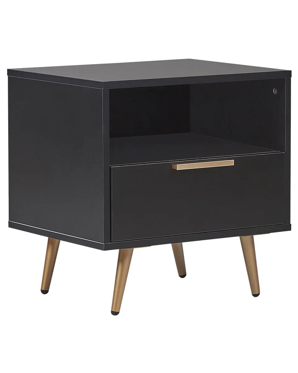beliani-indio-nachttisch-schwarz-mit-schublade-goldbeine image 1