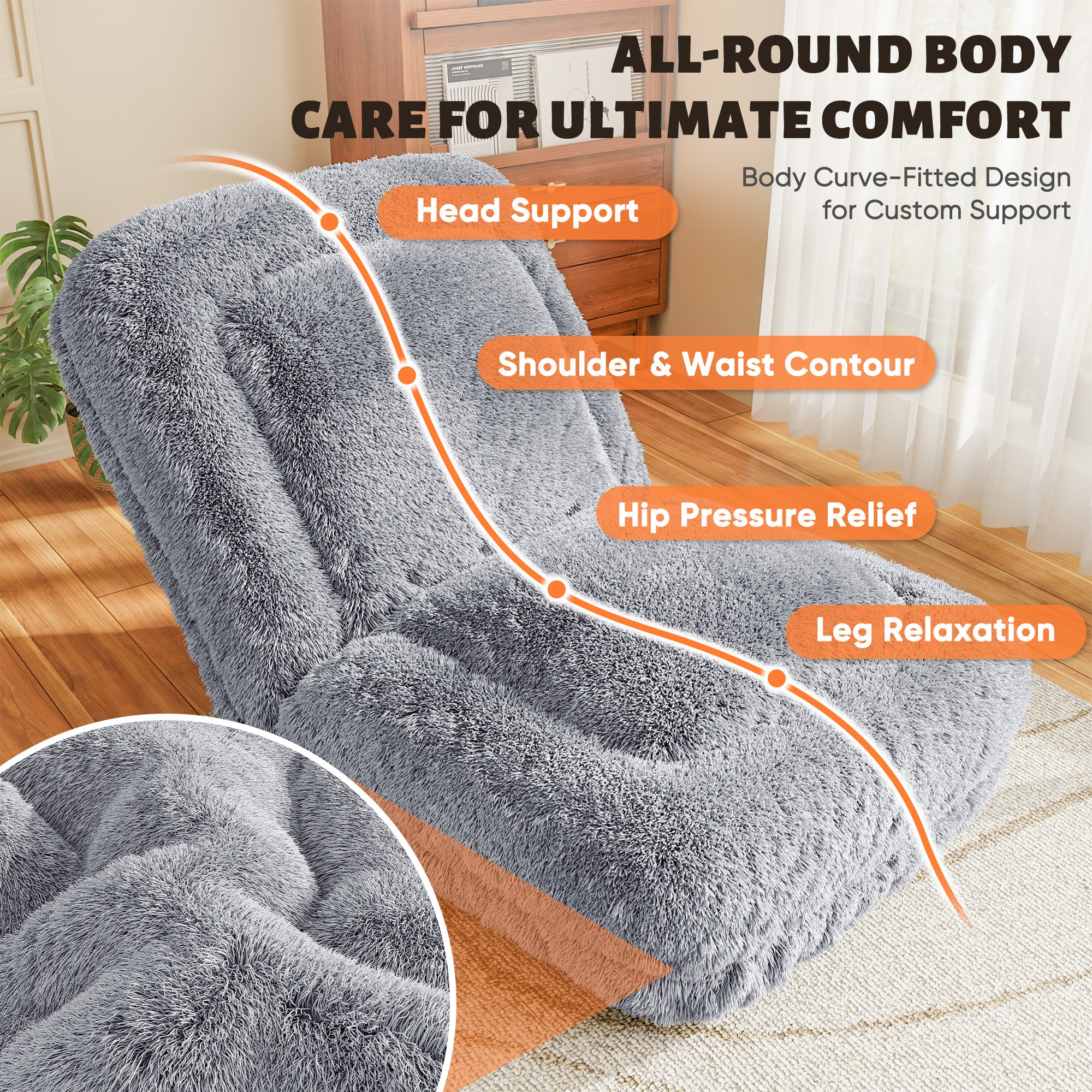 homall-recliner-chair-bodensofa-grau-faltbar-mit-kissen image 7