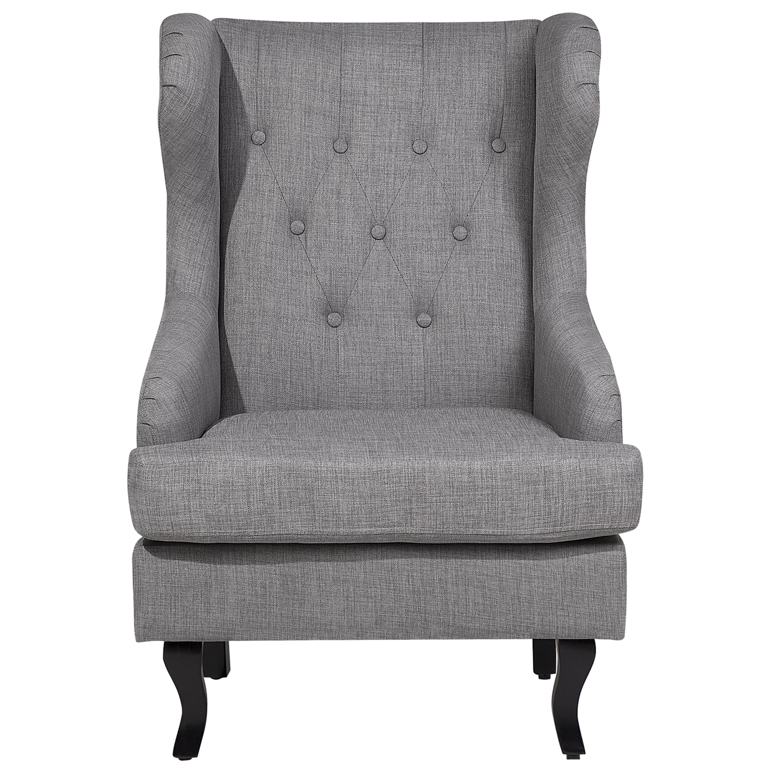 beliani-alta-ohrensessel-stoff-grau-chesterfield-holzbeine image 4