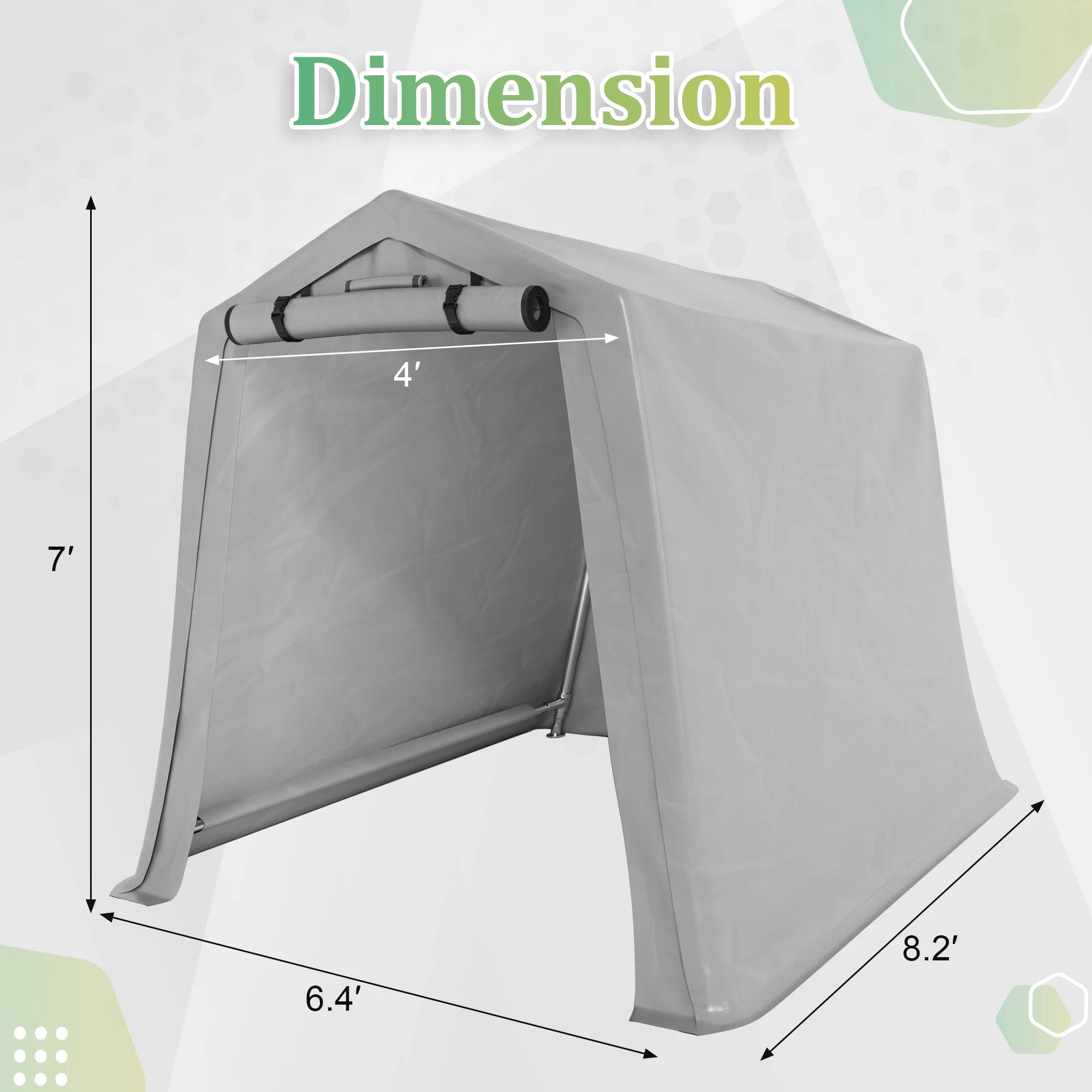 homall-metal-shed-zeltgarage-grau-6x8-wasserdicht-fahrrad-motorrad image 8