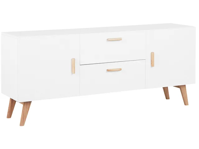 beliani-meet-ii-sideboard-wei-160-cm-mit-eichenbeinen image 1