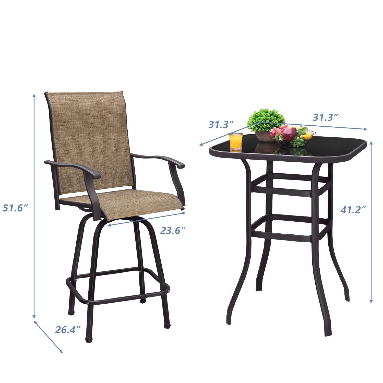 homall-bar-stool-bistro-set-bartisch-3-teilig-beige-metall image 7
