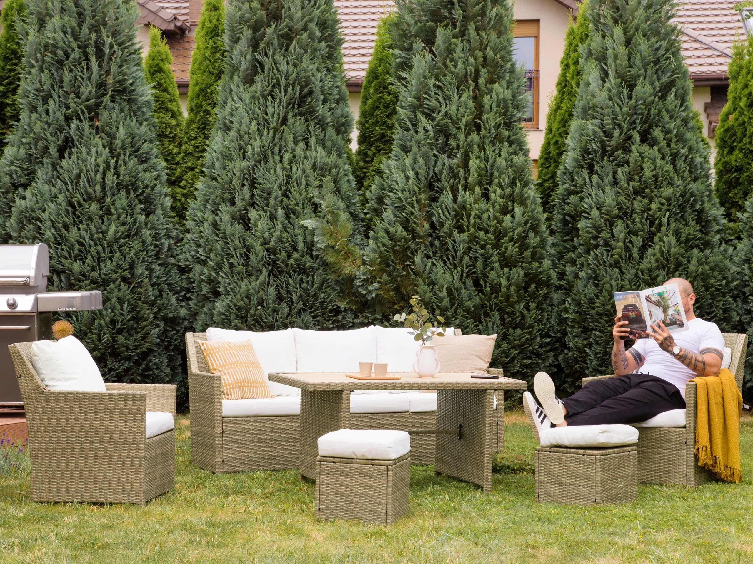 beliani-fonti-lounge-set-5-sitzer-braun-polyrattan-wei-e-kissen image 2