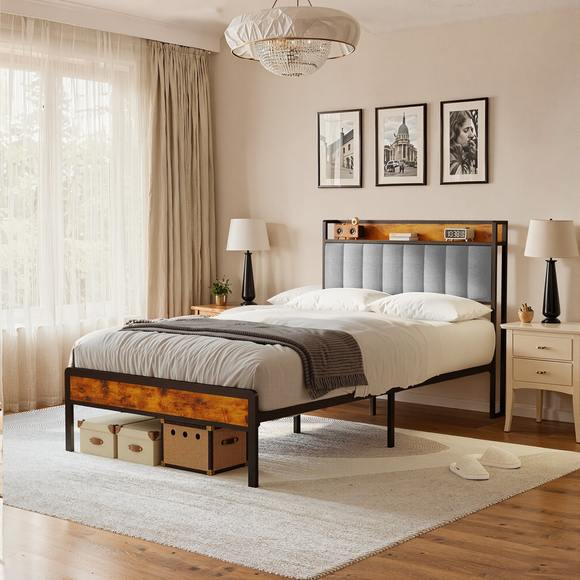 bealife-bf25-einzelbett-metall-grau-120-cm-mit-kopfteil-ablage image 7
