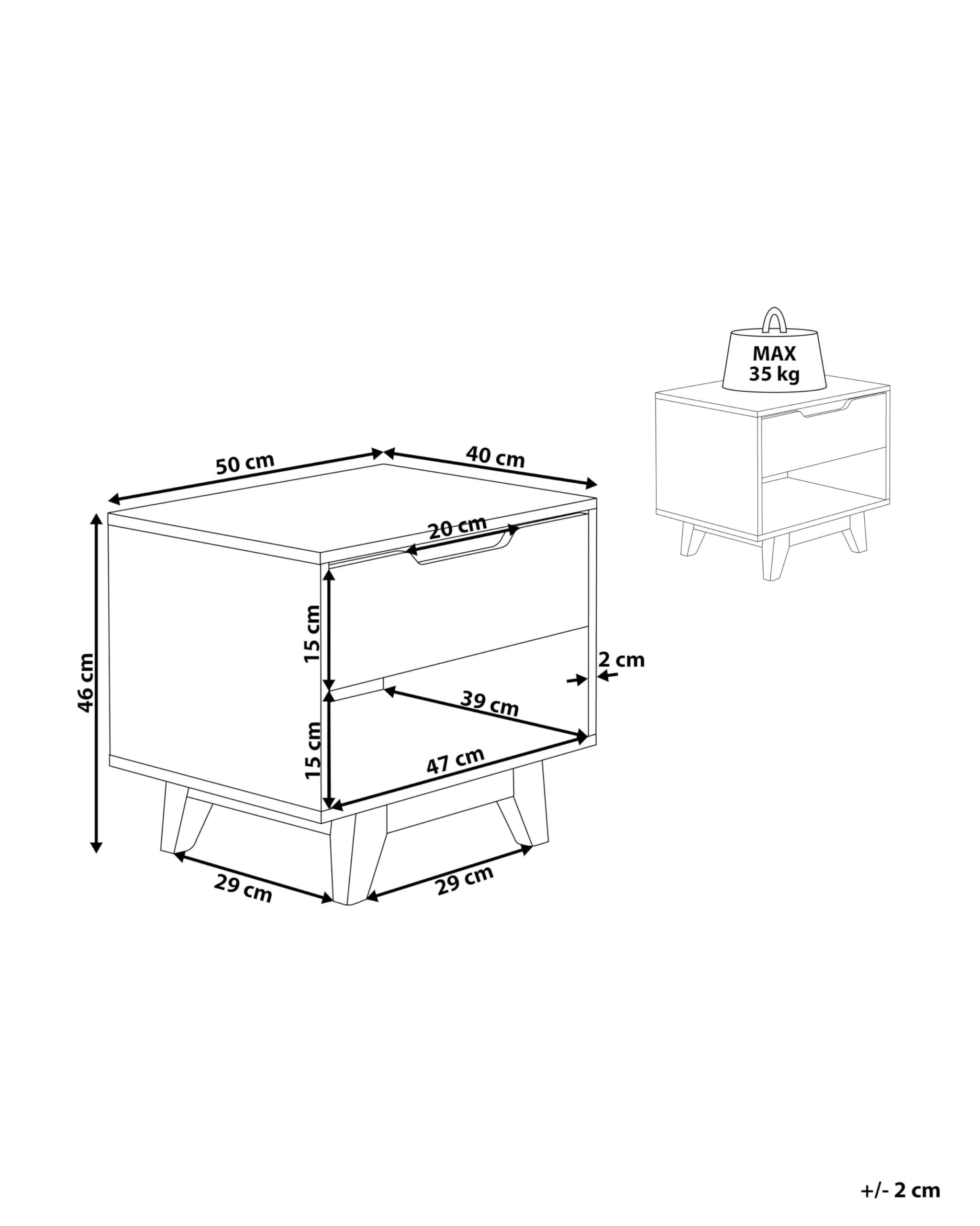 beliani-spencer-nachttisch-holz-hell-schwarz-mit-schublade image 3