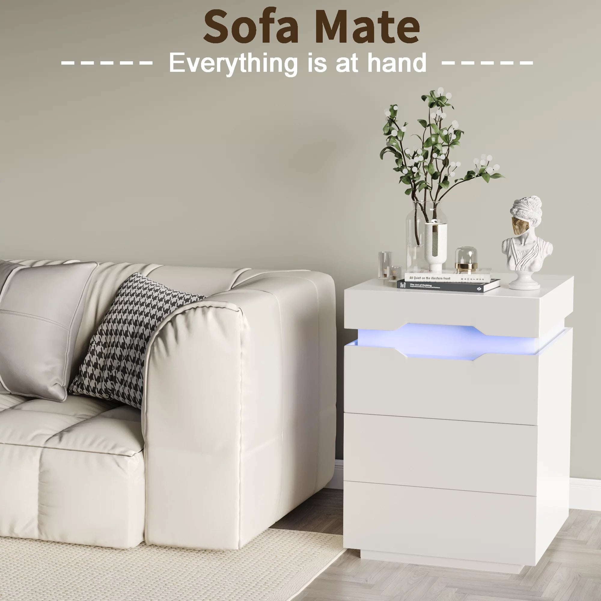 homall-bedroom-nachttisch-wei-2-schubladen-led-usb image 4
