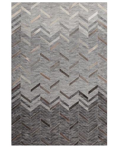 beliani-arkum-teppich-140x200-grau-leder-zickzack-muster image 7