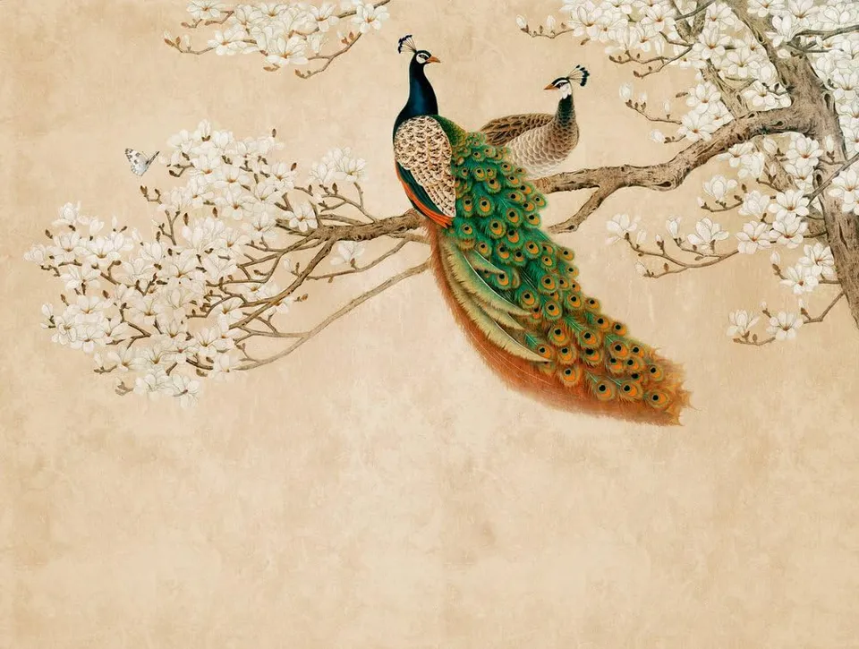a-s-cr-ation-the-wall-fototapete-pfau-beige-3-71x2-80-m image 1