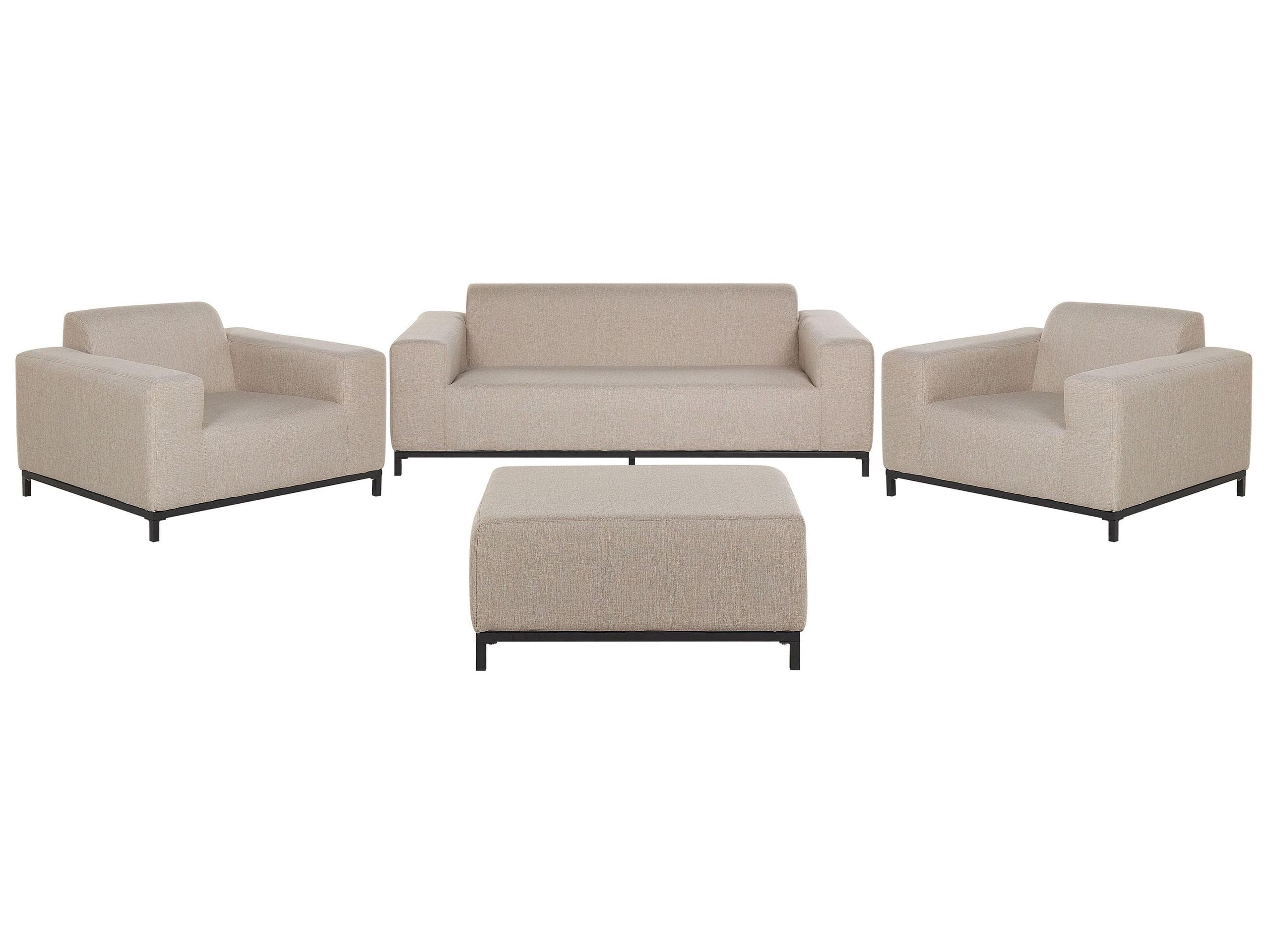 beliani-rovigo-loungeset-4-teilig-beige-alu-schwarz-5-personen image 1